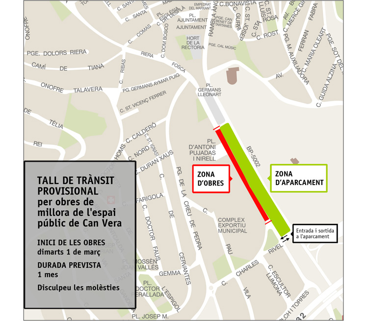 Plànol tall de trànsit per obres a Can Vera Plànol tall de trànsit per obres a Can Vera