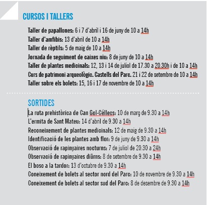 Sortides i tallers del Parc de la Serralada Litoral