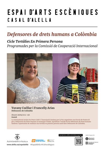 Cartell tertúlia Defensores dels Drets humans a Colòmbia