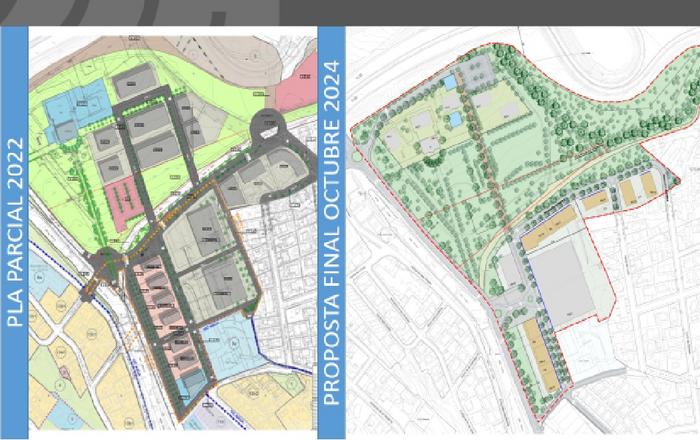 Comparativa plànols pla parcial i proposta La Miralda