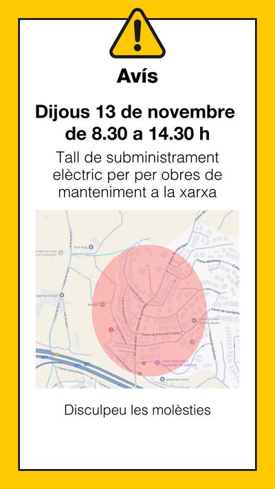 Tall de llum 13 de novembre