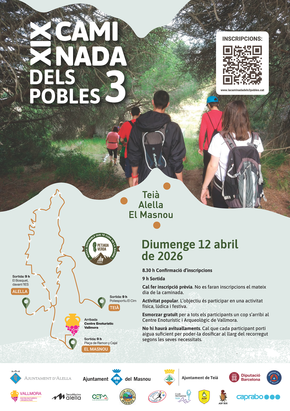 Obertes les inscripcions a la XIX Caminada dels Tres Pobles