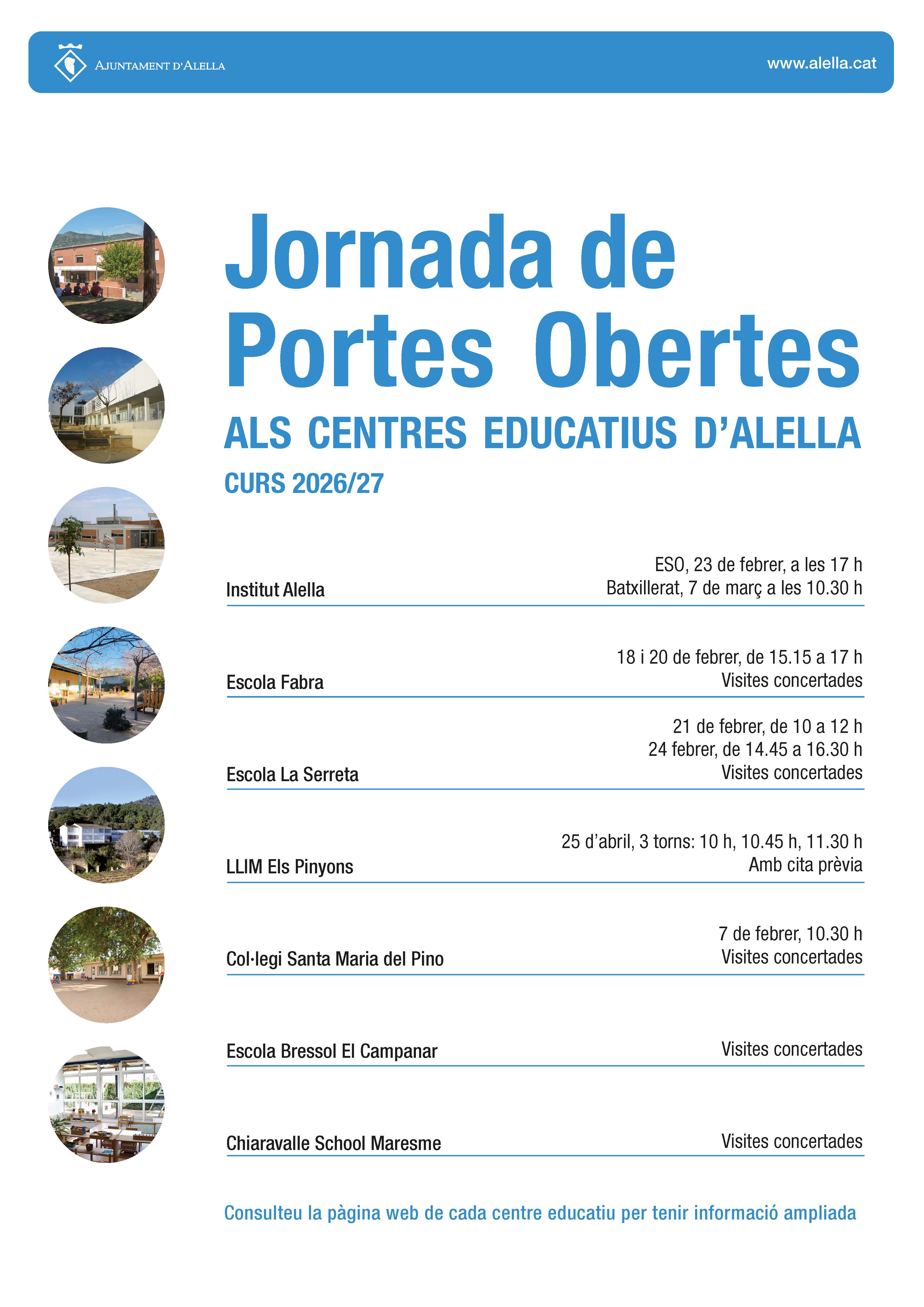 Jornades de Portes Obertes als centres educatius