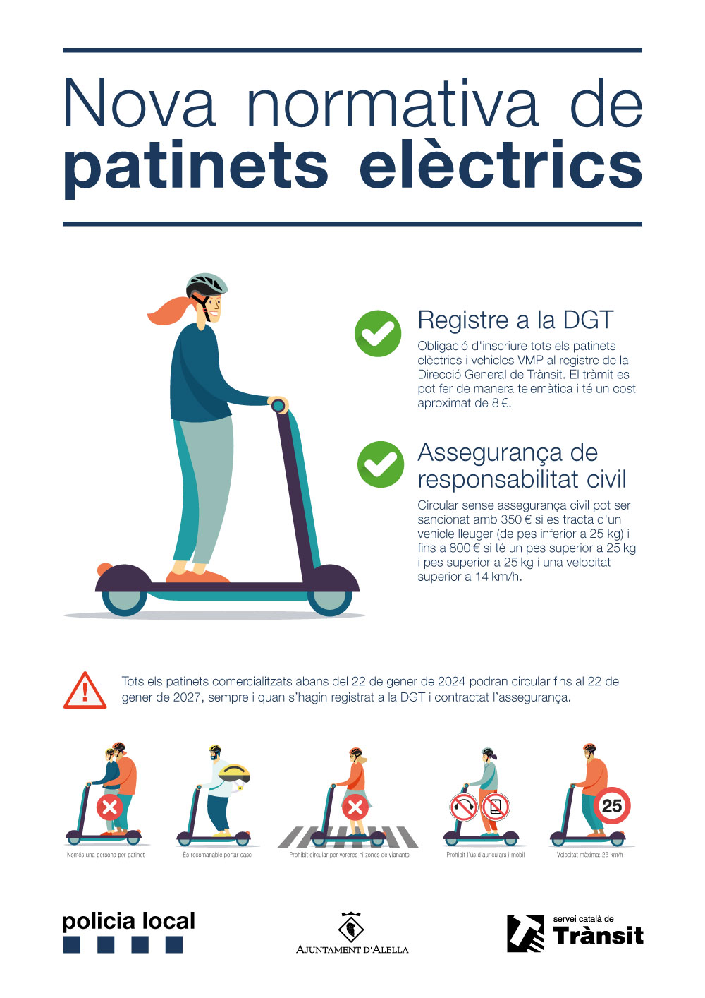Els patinets elèctrics s'han de registrar a la DGT i tenir assegurança